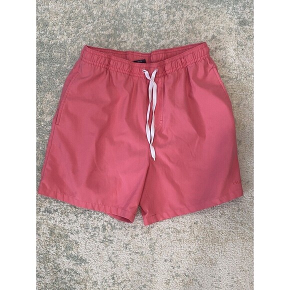 HUK Performance Coral Size Medium Fishing Swim Trunks Pink Drawstring 5" Inseam - Picture 1 of 10